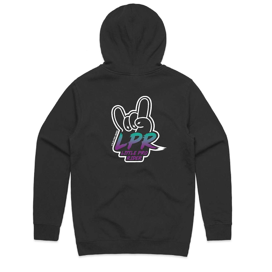 Colour"Rock On" Hand - BIack Hoodie - Adults